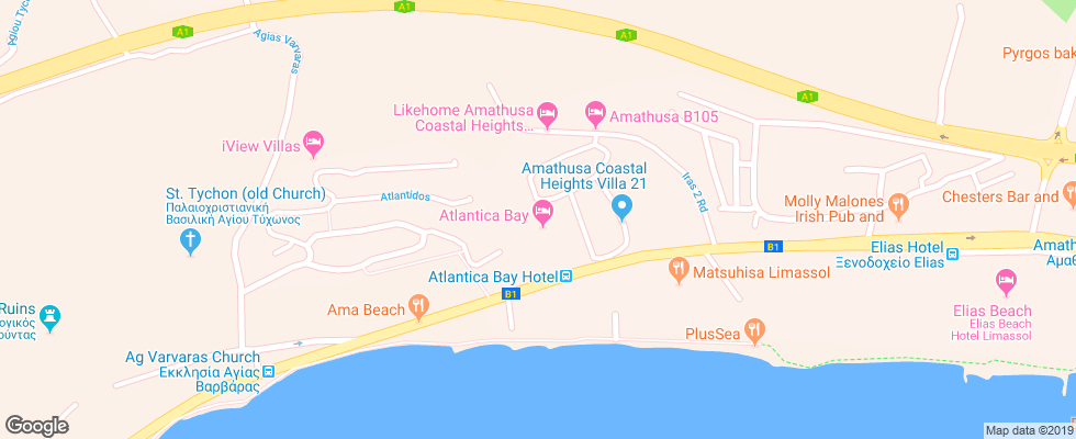 Отель Tui Sensimar Atlantica Bay на карте Кипра
