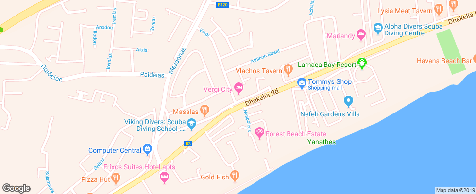 Отель Vergi на карте Кипра