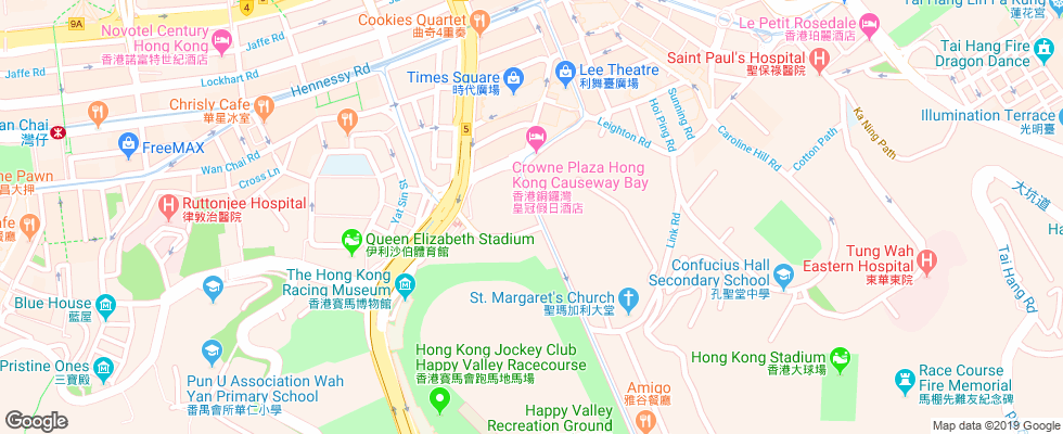 Отель Crowne Plaza Hong Kong Causeway Bay на карте Китая