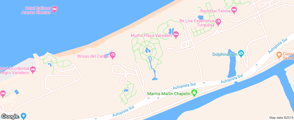 Отель Arenas Doradas на карте Кубы
