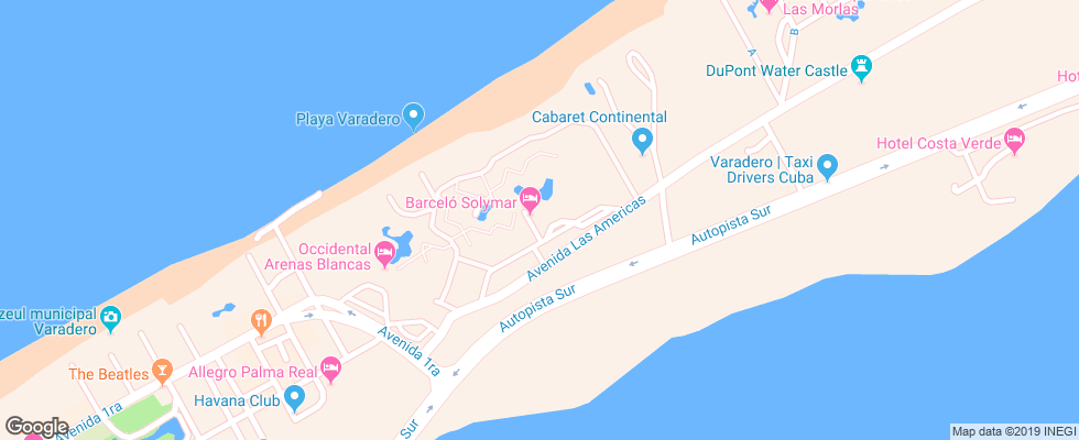 Отель Barcelo Solymar на карте Кубы
