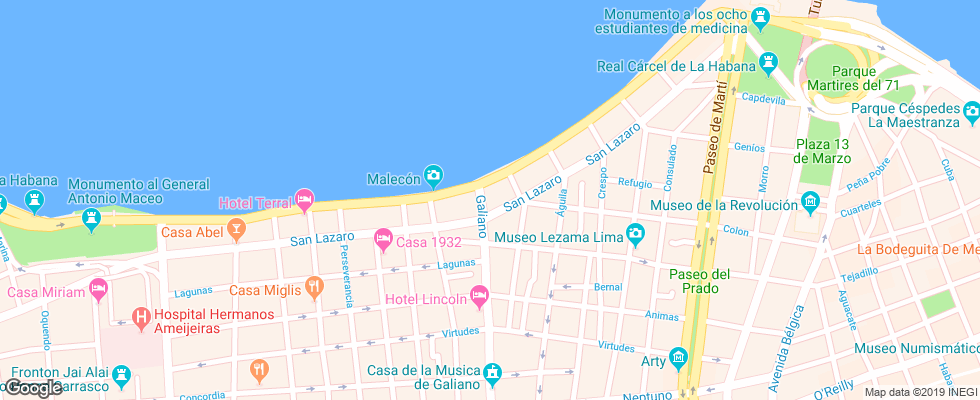 Отель Gran Caribe Deauville на карте Кубы