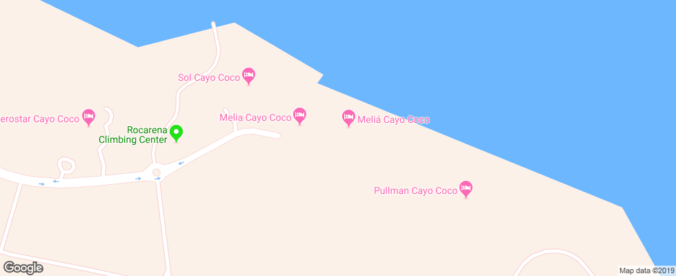 Отель Melia Cayo Coco на карте Кубы