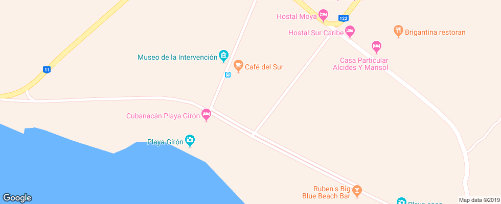 Отель Playa Giron на карте Кубы