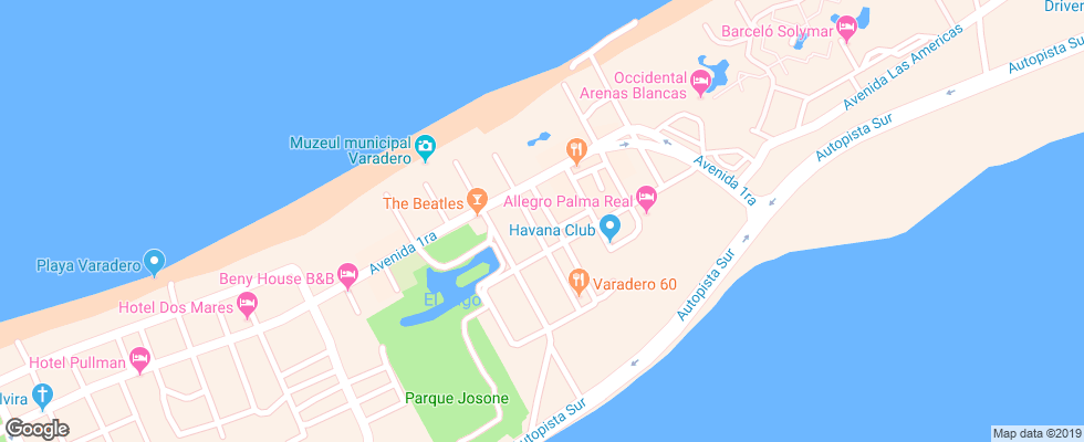 Отель Starfish Las Palmas на карте Кубы