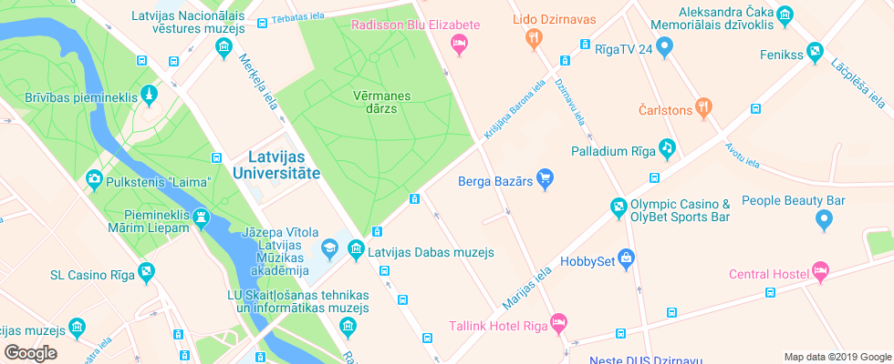 Отель Europa Royal Riga на карте Латвии