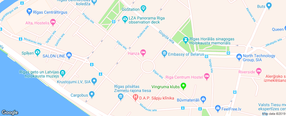 Отель Hanza на карте Латвии