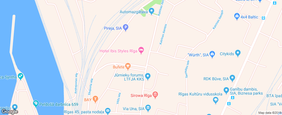 Отель Ibis Styles Riga на карте Латвии