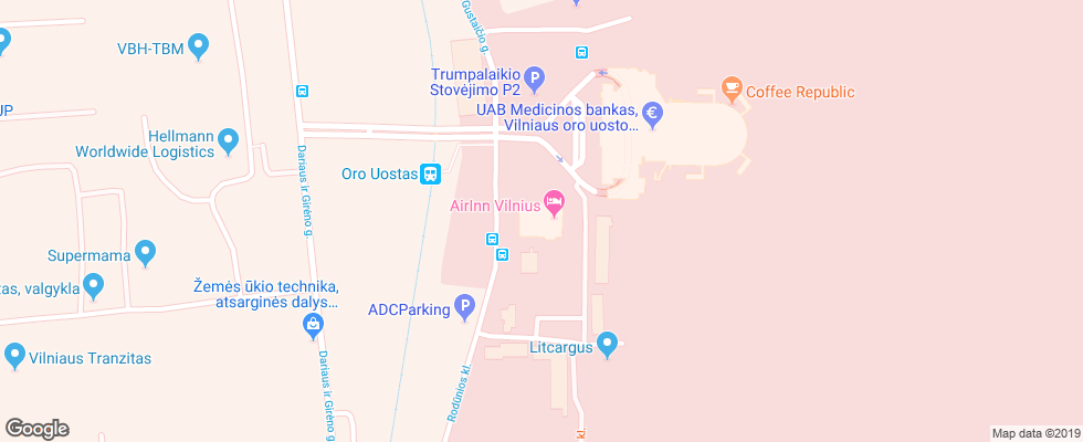 Отель Airinn Vilnius на карте Литвы