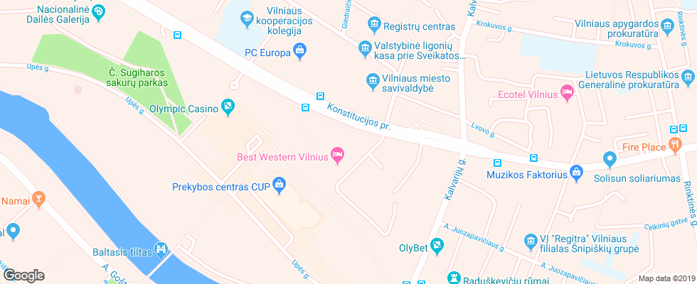 Отель Best Western Vilnius на карте Литвы