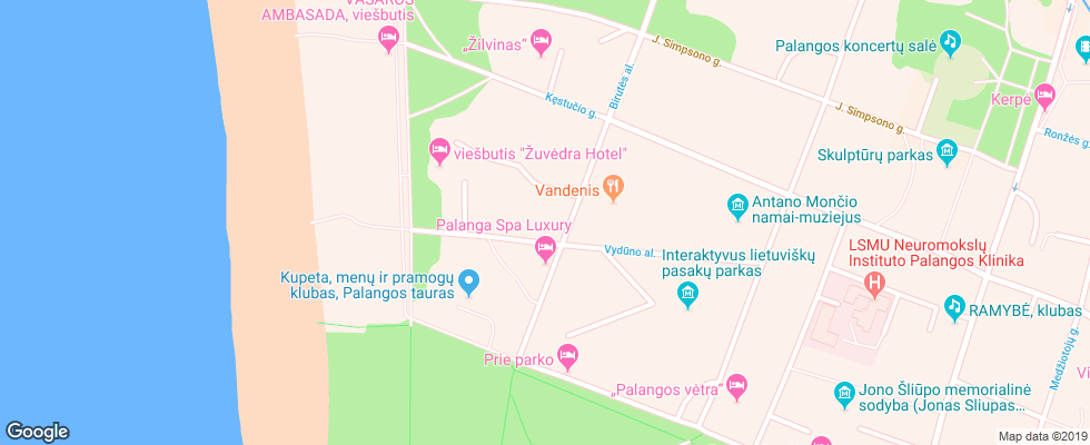 Отель Palanga Spa Design на карте Литвы