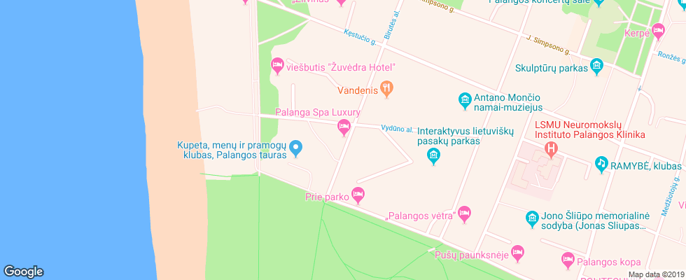 Отель Palanga Spa Luxury на карте Литвы
