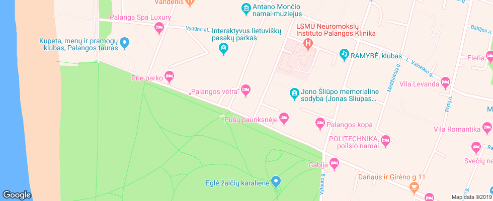 Отель Palangos Vetra на карте Литвы