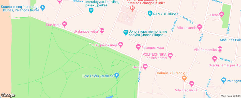 Отель Pusu Paunksneje на карте Литвы