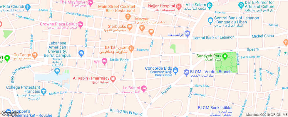Отель 35 Rooms на карте Ливана