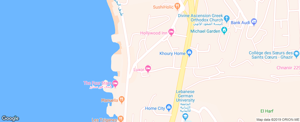 Отель Bay Inn Hotel на карте Ливана