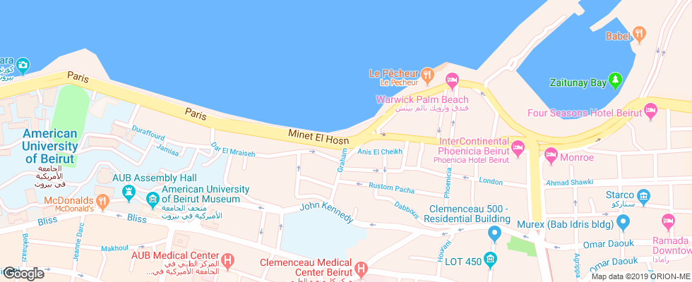 Отель Charles на карте Ливана