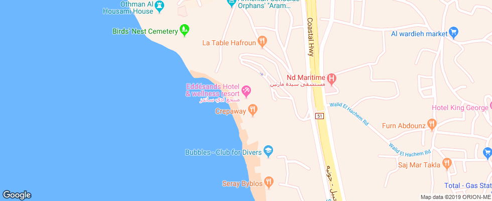Отель Edde Sands Beach Resort на карте Ливана