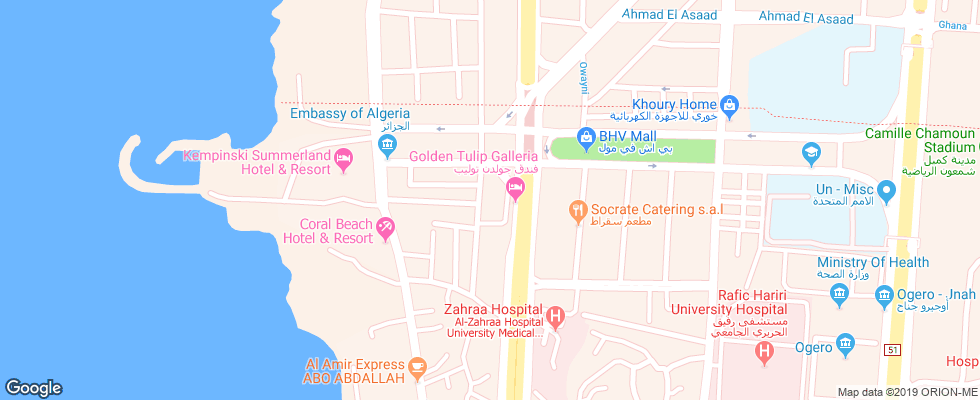 Отель Golden Tulip Galleria на карте Ливана