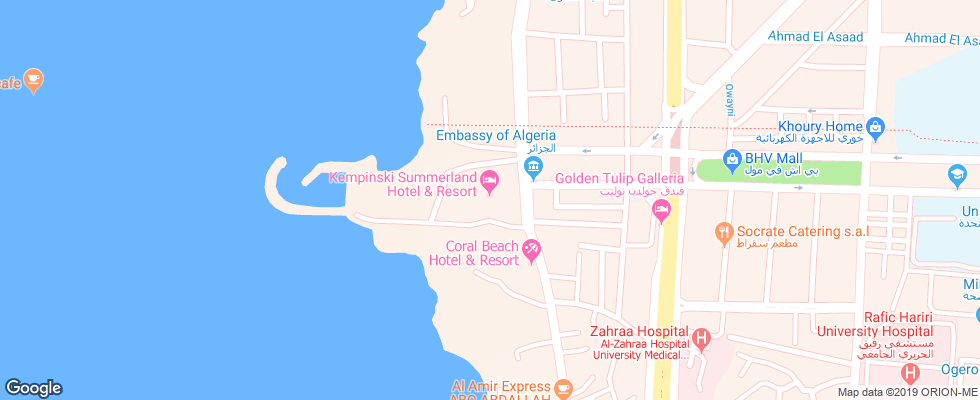 Отель Kempinski Summerland Hotel & Resort на карте Ливана