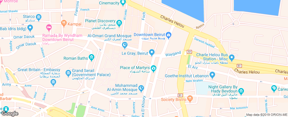Отель Le Gray на карте Ливана