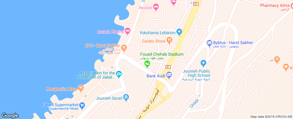 Отель Madisson на карте Ливана