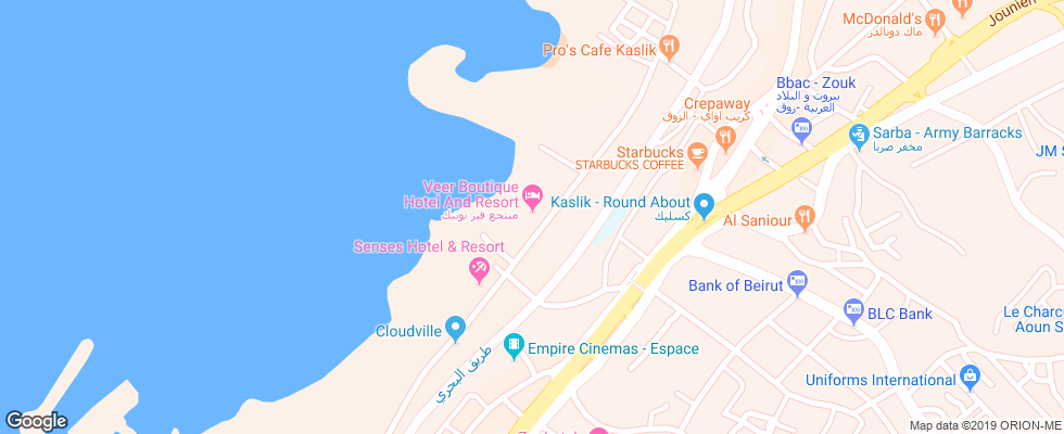 Отель Veer Luxury Boutique Hotel & Beach Club на карте Ливана