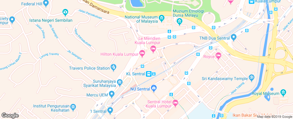 Отель Hilton Kuala Lumpur на карте Малайзии