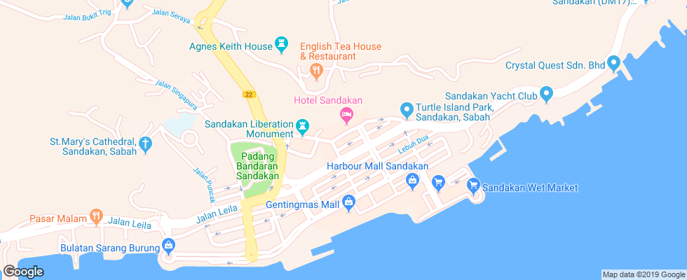 Отель Sabah Hotel Sandakan на карте Малайзии
