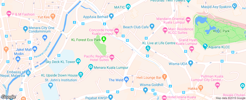 Отель Shangri-La Kuala Lumpur на карте Малайзии