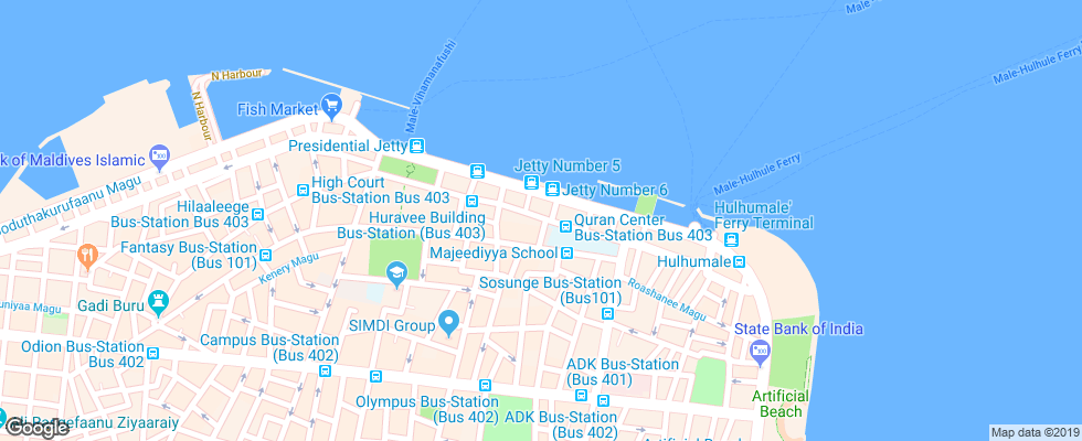 Отель Jen Male на карте Мальдив