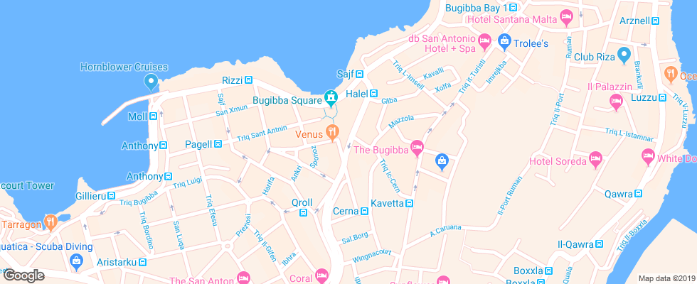 Отель Blue Sea Bugibba на карте Мальты