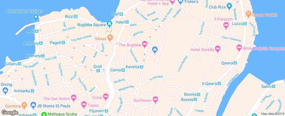 Отель Bugibba на карте Мальты