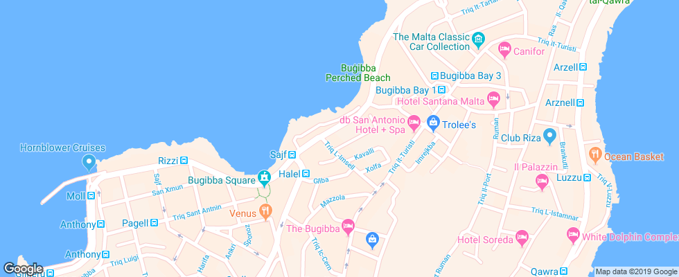 Отель Db San Antonio Hotel & Spa на карте Мальты