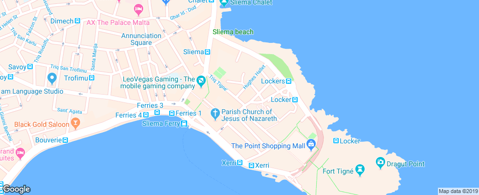 Отель Fortina на карте Мальты