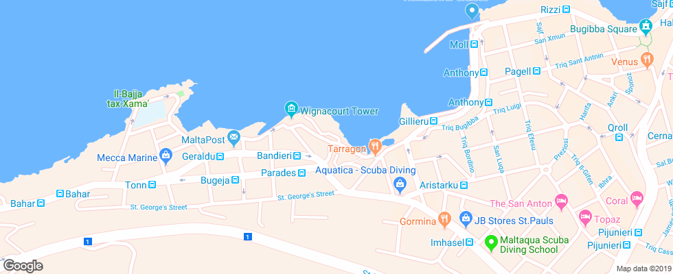 Отель Gillieru Harbour на карте Мальты