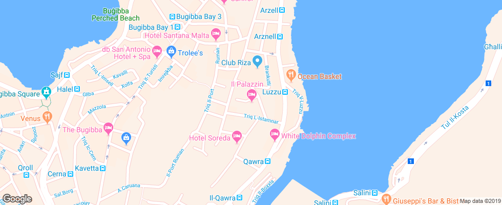 Отель Il-Palazzin на карте Мальты