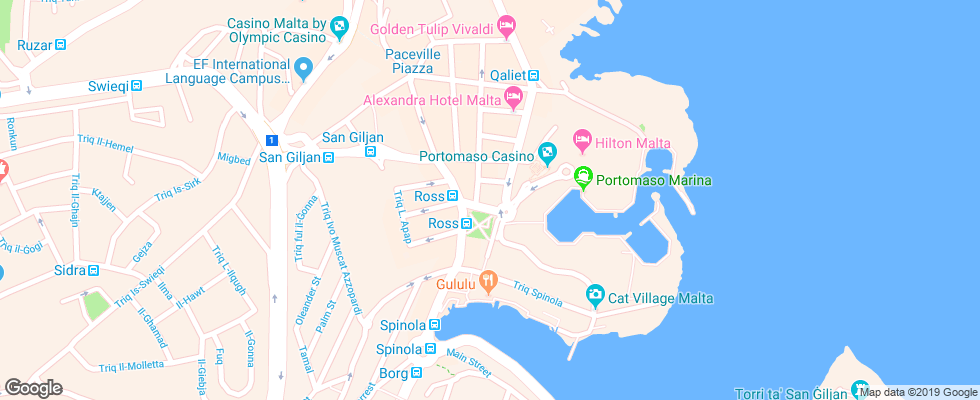 Отель Onyx Apartments на карте Мальты