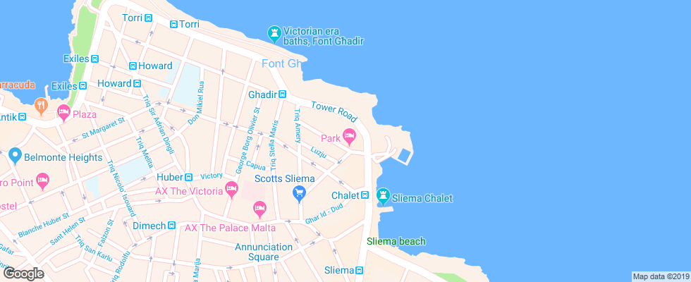 Отель Park Sliema на карте Мальты