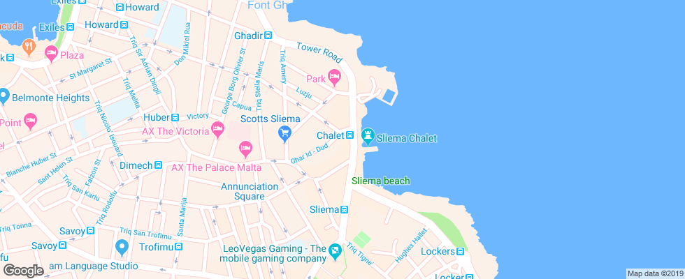 Отель Sliema Chalet на карте Мальты