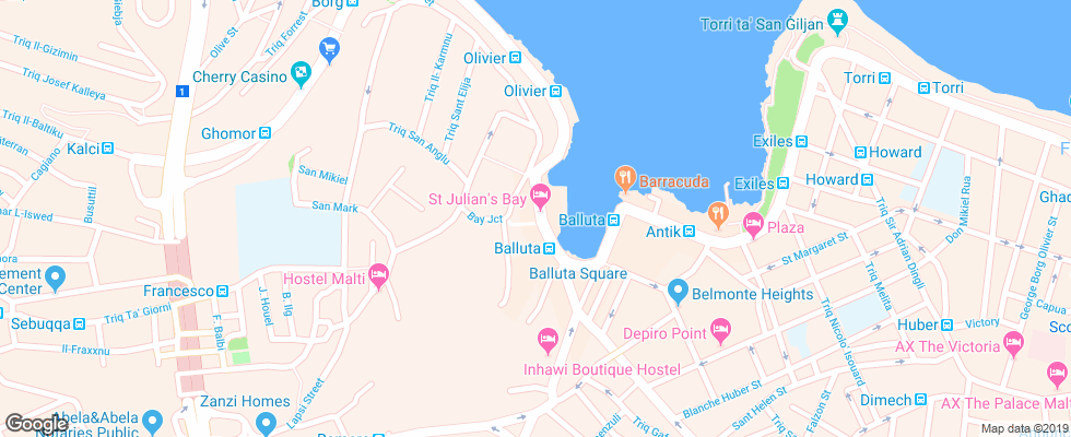 Отель St. Julians Bay на карте Мальты