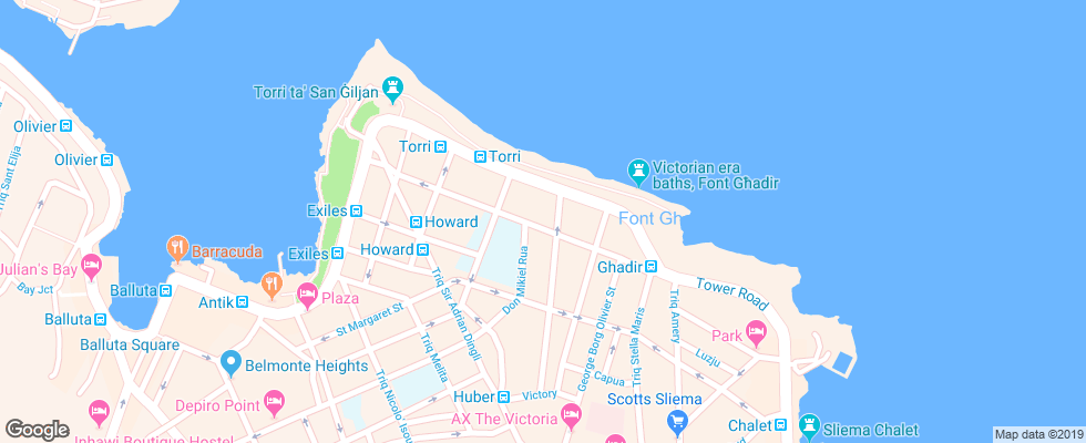 Отель Windsor на карте Мальты