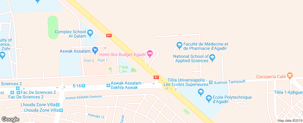 Отель Ibis Budget Agadir на карте Марокко