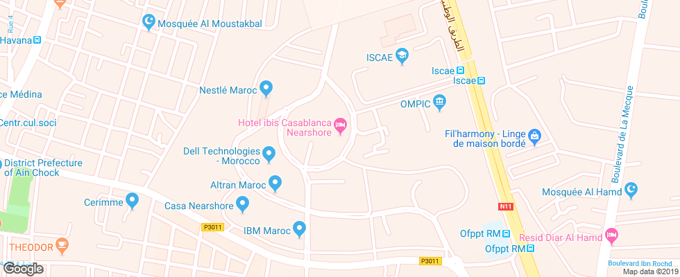 Отель Ibis Casablanca Nearshore на карте Марокко