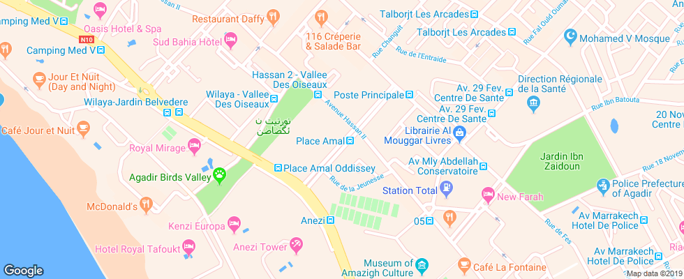 Отель Les Palmiers на карте Марокко