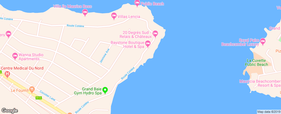 Отель Baystone Boutique Hotel & Spa на карте Маврикия