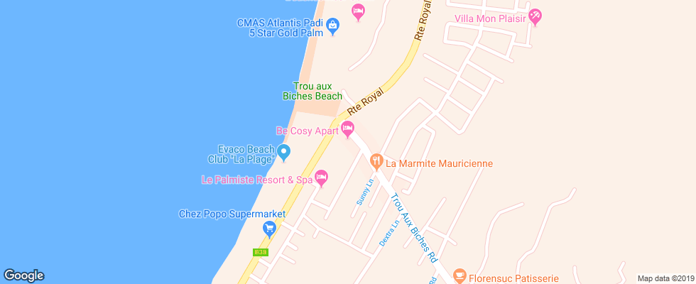 Отель Be Cosy Apartment на карте Маврикия