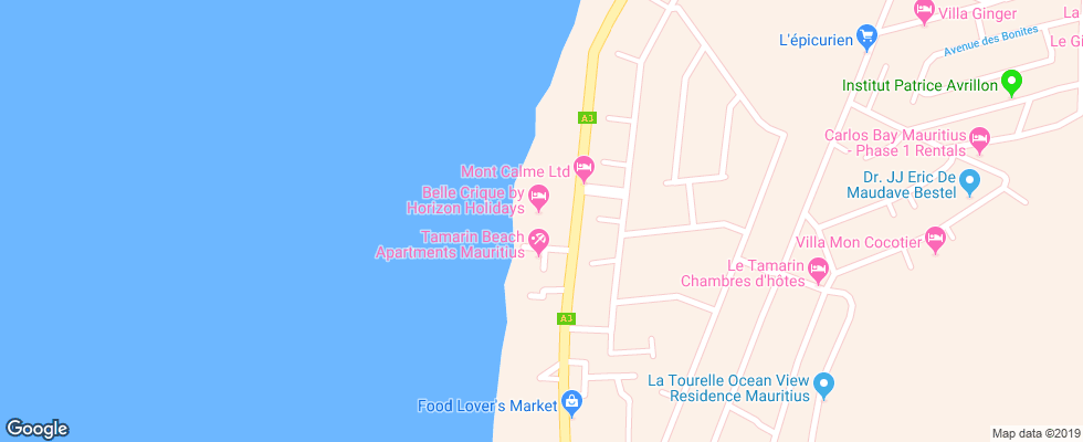 Отель Belle Crique на карте Маврикия