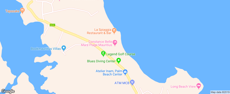 Отель Belle Mare Plage Villas на карте Маврикия