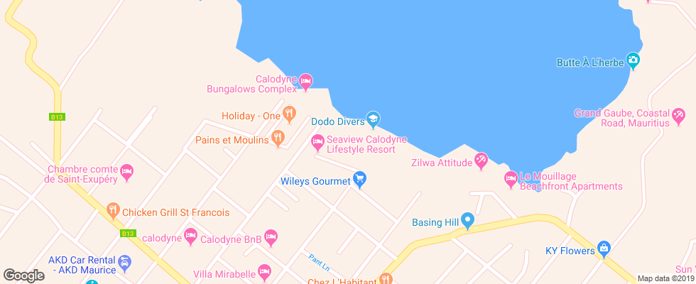 Отель Calodyne Sur Mer на карте Маврикия